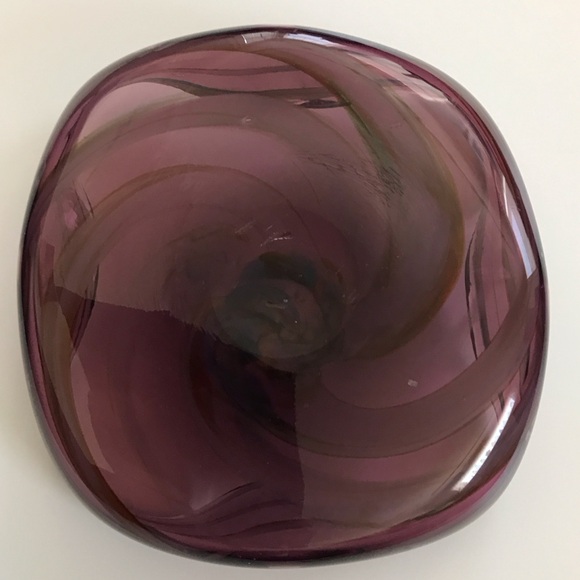 Murano MCM Purple & White Ashtray Swirl or Trinket Glass Art Bowl - Picture 5 of 6